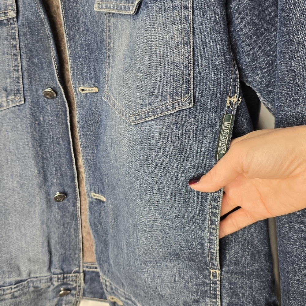 VintageWindRiver Men's Denim Jacket with Tan Corduroy Collar Size S Or Women's M - Picture 7 of 13